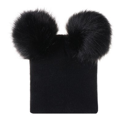 Double Pom Pom Beanie Hat For Kids